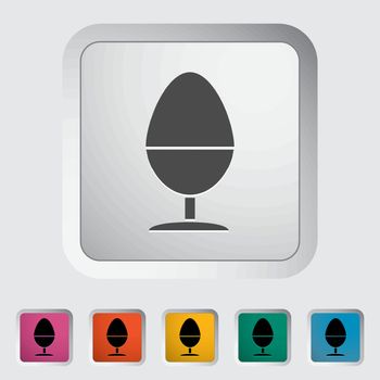 Egg on stand. Single flat icon on the button. Vector illustration.