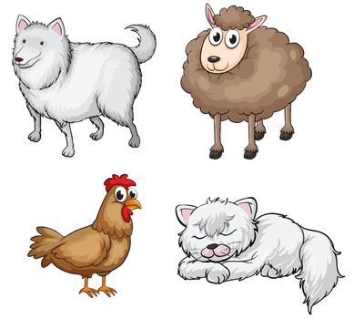Illustration of land animals on a white background