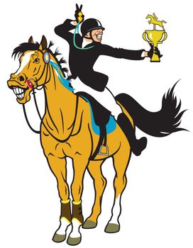 rider winner,equestrian sport,cartoon image isolated on white background