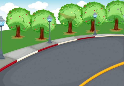 illustration of a road in a beautiful nature