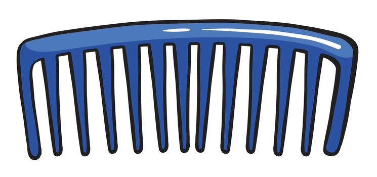 Illustration of a blue comb on a white background