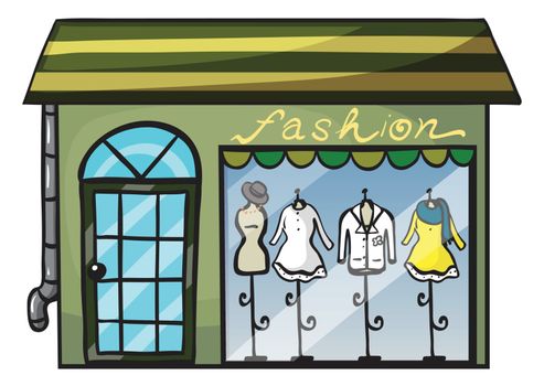illustration of a clothing store on a white background