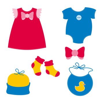 baby clothing - dress, play suit, socks, cap, bib, ribbon