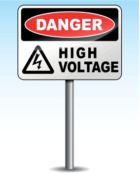 Vector illustration of high voltage sign on sky background