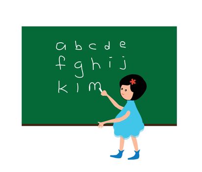 Happy girl learning alphabet