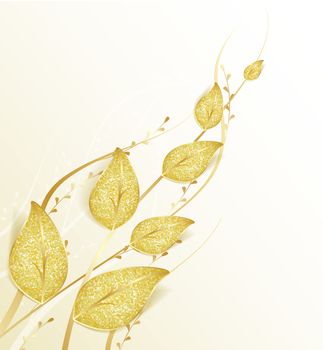 Decorative background with golden leaves