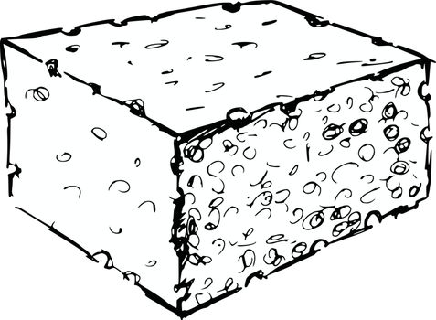 hand drawn, cartoon, sketch illustration of bath sponge