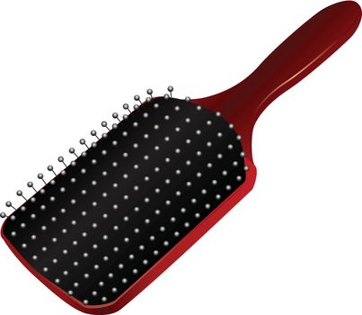 Massage brush for hair used in haircare hygiene. Vector illustration without tracing image.