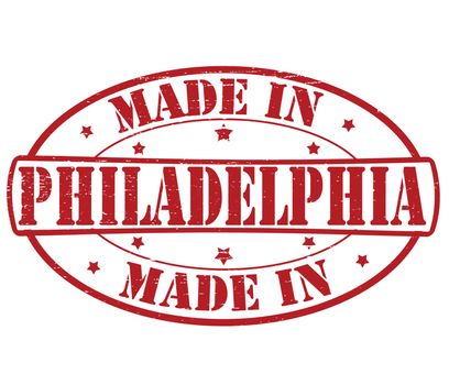 Stamp with text made in Philadelphia inside, vector illustration