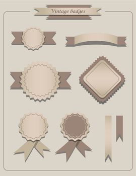 vintage brown badges illustration with drop shadow