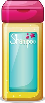 Illustration of a bottle of shampoo on a white background