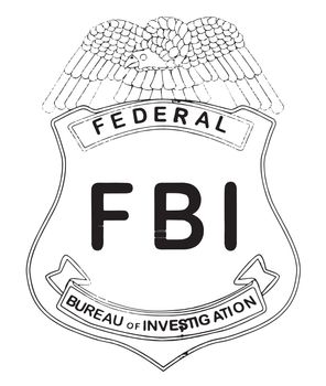 An FBI badge drawing isolated on white.
