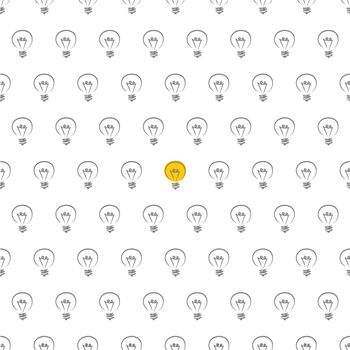 Seamless vector pattern, tile texture or background with light bulbs for website design, decoration or desktop wallpaper. Sign of creative and invention