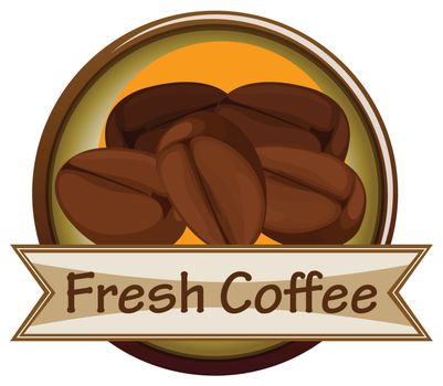 Illustration of a fresh coffee label with coffee on a white background