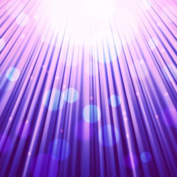 Festive sun rays background of purple color with bokeh defocused lights. Vector eps10.