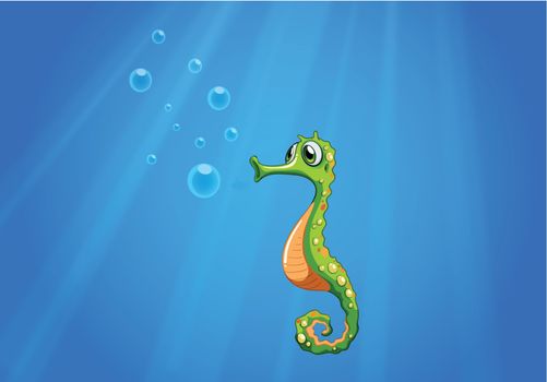 Illustration of a seahorse under the sea
