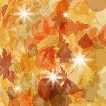 Sun pushing through a varicoloured leaves. EPS 8 vector file included