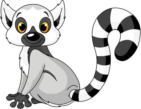 Cute funny sitting lemur