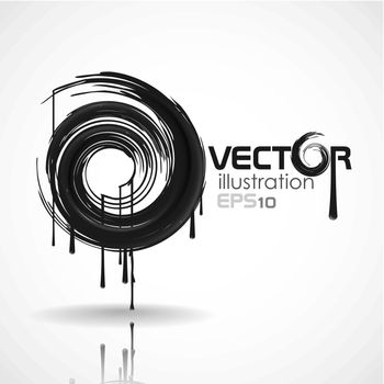Black Brush Stroke In The Form Of A Circle. Vector Illustration. Eps 10