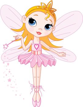 Little Cute fairy ballerina with magic wand