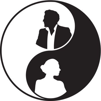 Illustration Yin and yang of the male and female principles.