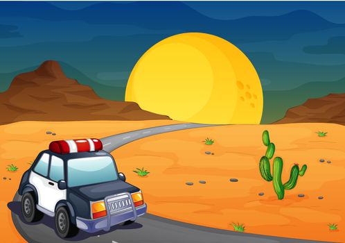 Illustration of a police car at the desert