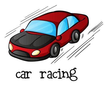 Illustration of a car racing on a white background
