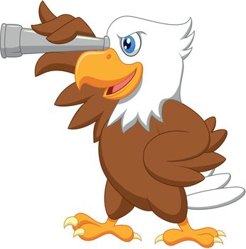 Vector Illustration Of Eagle cartoon watching