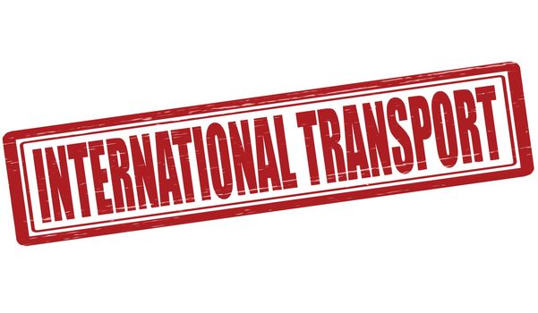 Stamp with text International transport inside, vector illustration