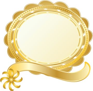 gold seal on white, glistening, quality label