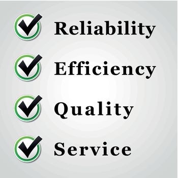 Vector illustration of service,quality,reliability and efficiency