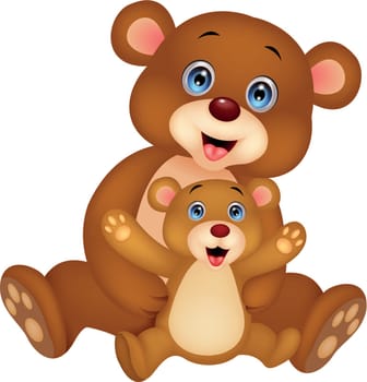 Vector illustration of Mother and baby bear cartoon