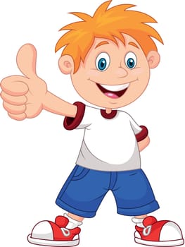 Vector illustration of Little boy giving you thumbs up
