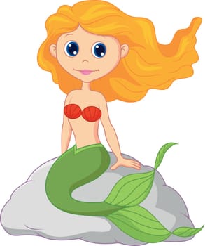 Vector illustration of Beautiful mermaid cartoon