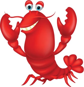 Vector illustration of Cute lobster cartoon waving
