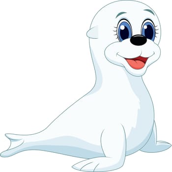 Vector illustration of Cute baby seal cartoon