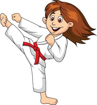 Vector illustration of Girl playing karate