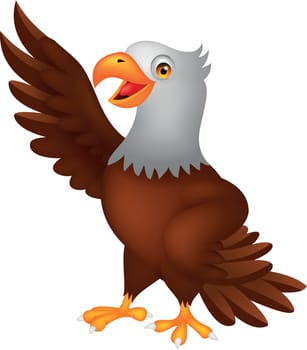 Vector illustration of Cute eagle cartoon waving