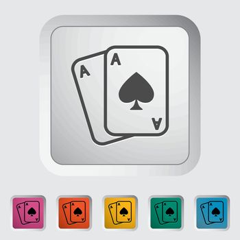 Play card. Single flat icon on the button. Vector illustration.