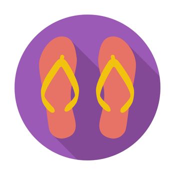 Beach slippers. Single flat color icon. Vector illustration.