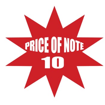 Stamp with text price of note ten inside, vector ilustration
