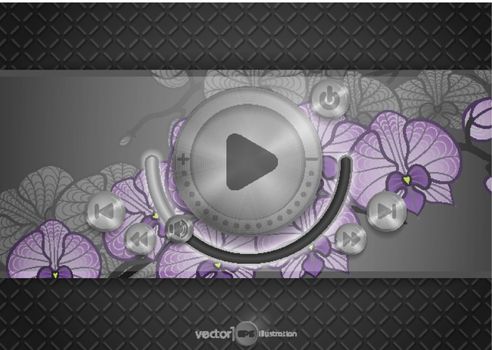 Abstract Technology App Icon With Music Button. Vector Illustration. Eps 10