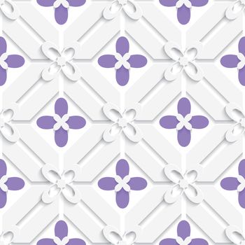 Abstract 3d seamless background. Purple flourish simple diagonal pattern with cut out of paper 3d effect.


