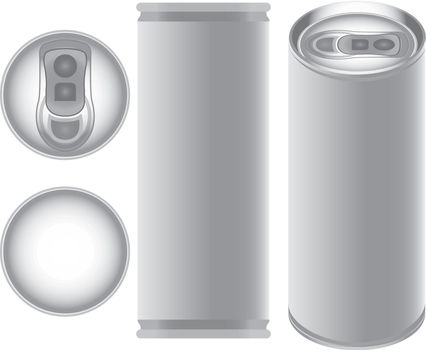 vector illustration of blank traditional white beverage can isolated on background