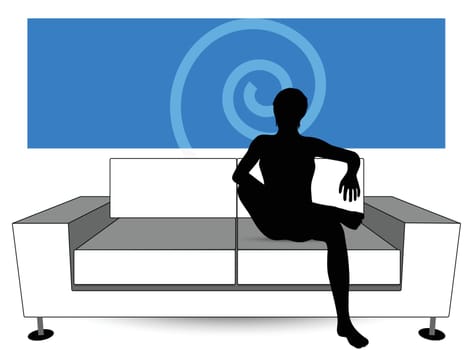 EPS Vector 10 - man silhouette on sofa