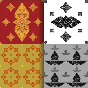  Set of 4 seamless pattern of thai art