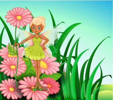 Illustration of a fairy at the garden