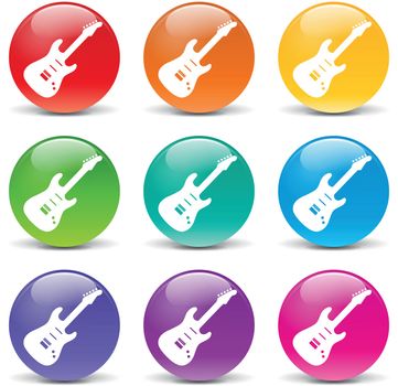 Vector illustration of guitar set icons on white background