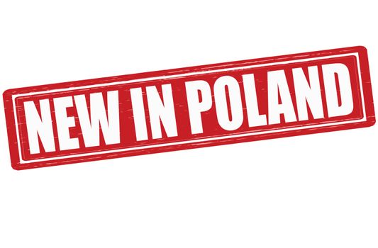 Stamp with text new in Poland inside, vector illustration