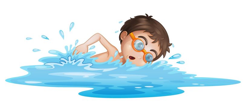 Illustration of a boy with yellow goggles on a white background